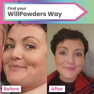 Before and after images of WillPowders customer showing the effects of Brain Powder 