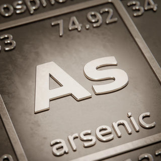 A metal representation of the Arsenic element on a periodic table 