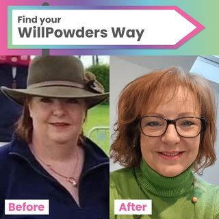 Before and after images of WillPowders customer showing the impact of Spice