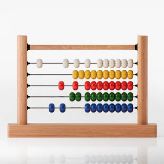 A wooden abacus on a white background