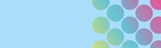 Light blue background with circles filled with a yellow/green/purple gradient