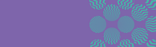 Purple background, and circles with green lines 